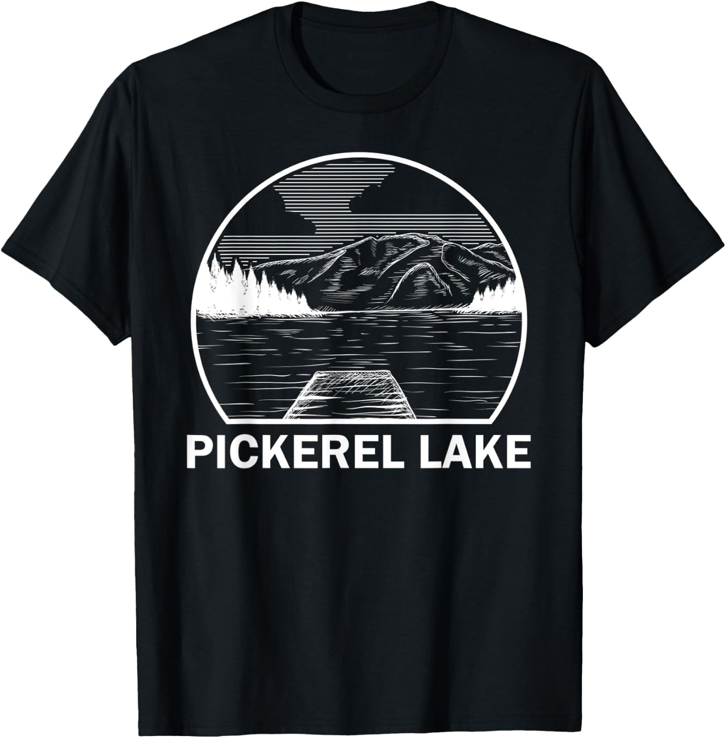 PICKEREL LAKE WISCONSIN Funny Fishing Camping Summer Gift Men Women Kids T-Shirt - T-Shirt | Black