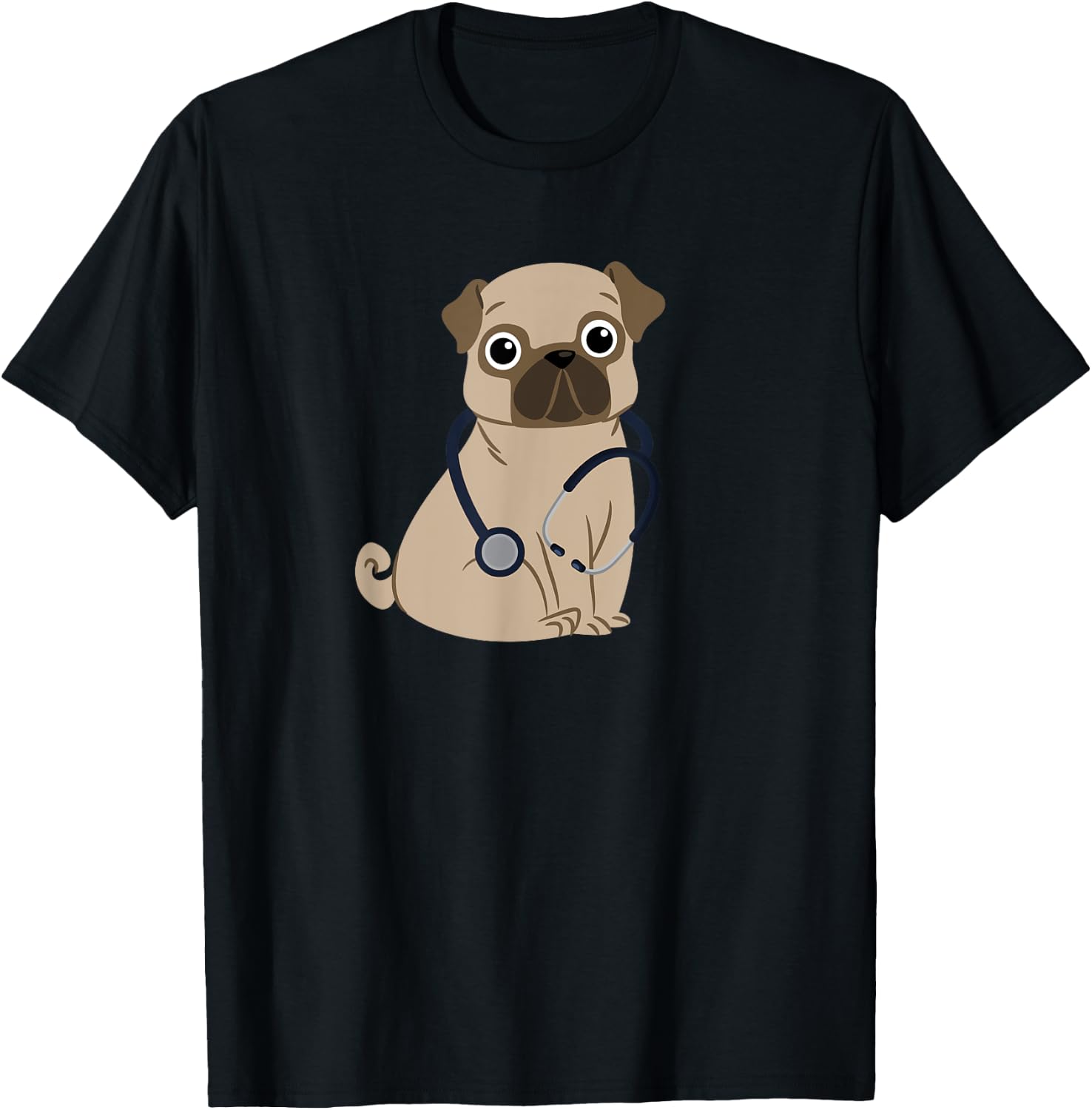 Funny Cute Pug Doctor Pug Nurse Men Women Love Adorable Pugs T-Shirt - T-Shirt | Black