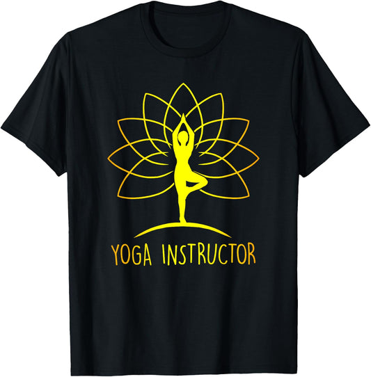 Yoga Instructor Lotus Flower Cool Meditation Instructor Gift T-Shirt - T-Shirt | Black