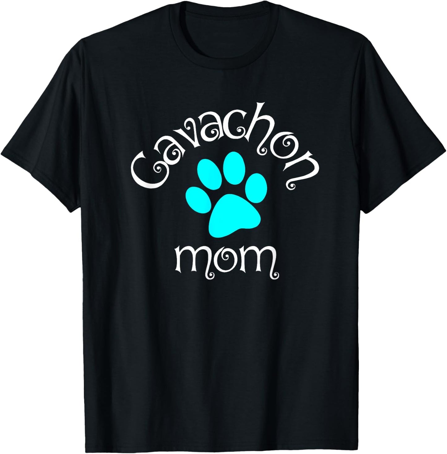 Cavachon Mom Blue Dog Paw Gift Women Girls Kids T-Shirt - T-Shirt | Black