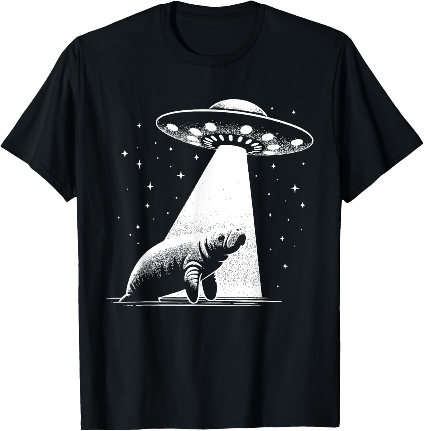 Manatee Dad Mom Lover - Funny Alien UFO T-Shirt - T-Shirt | Black