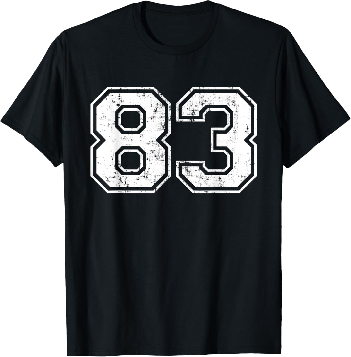 Number 83 Eighty Three Distressed Vintage Sports Team Gym T-Shirt - T-Shirt | Black
