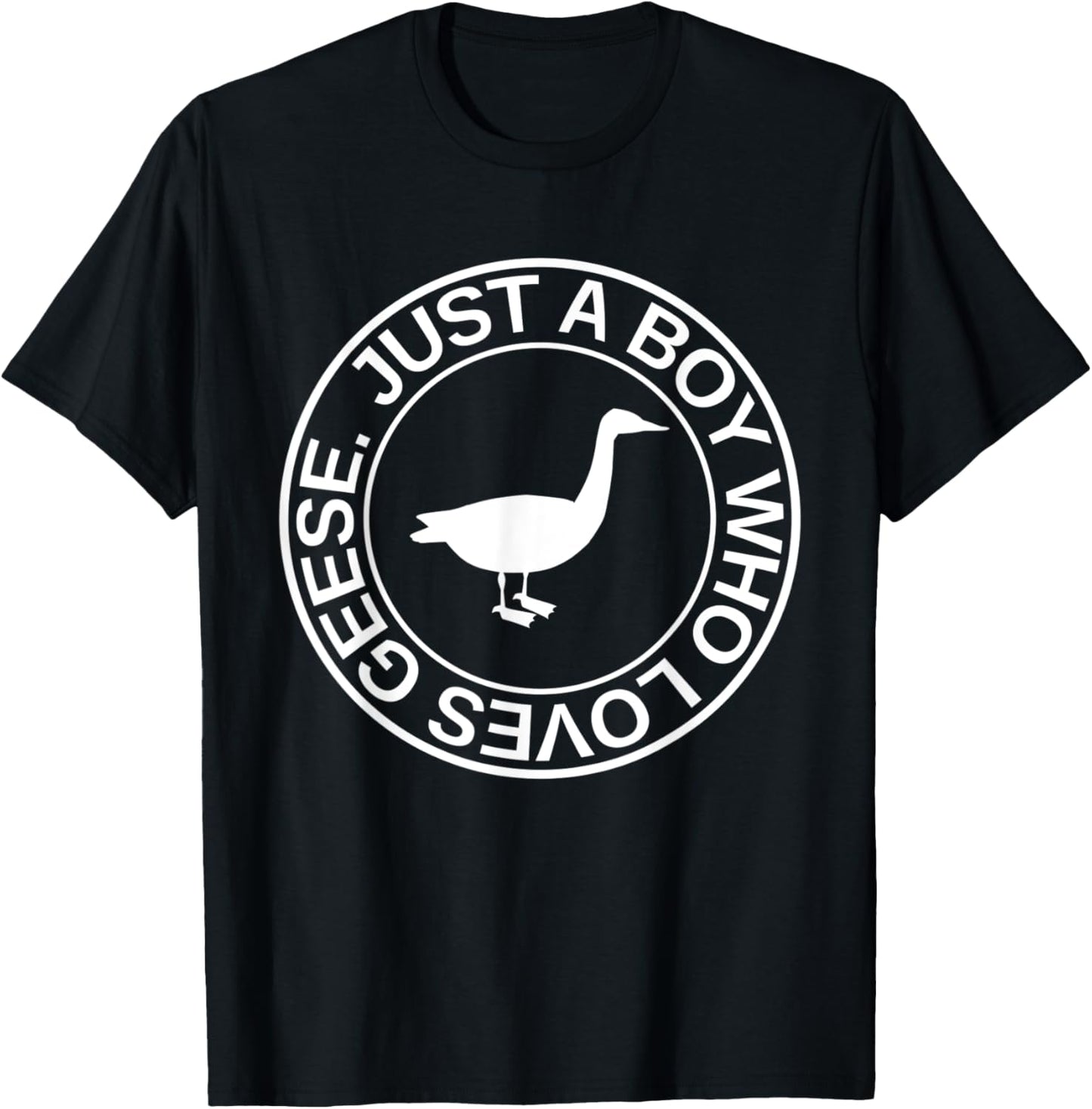 Just A Boy Who Loves Geese Gift Waterfowl Goose T-Shirt - T-Shirt | Black