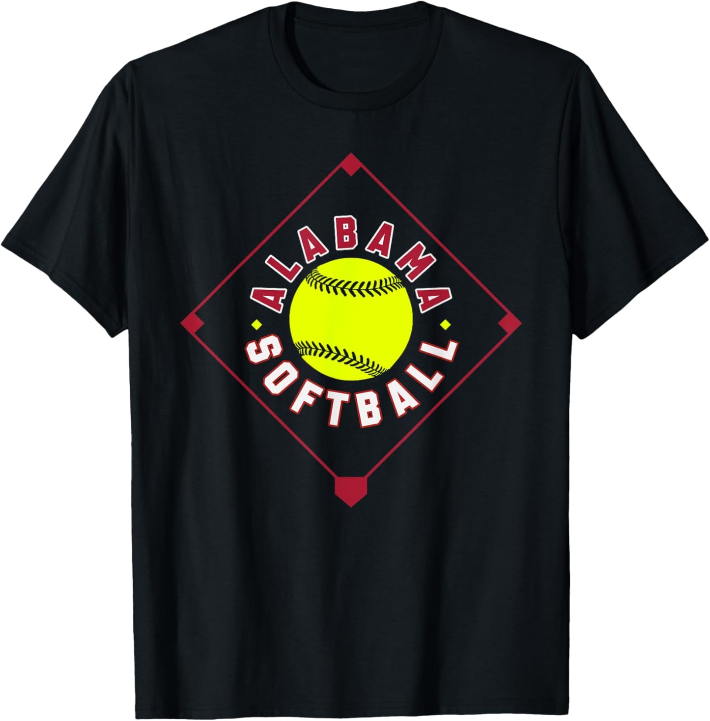 Alabama Softball Vintage Kids Team Retro Softball Fan T-Shirt - T-Shirt | Black