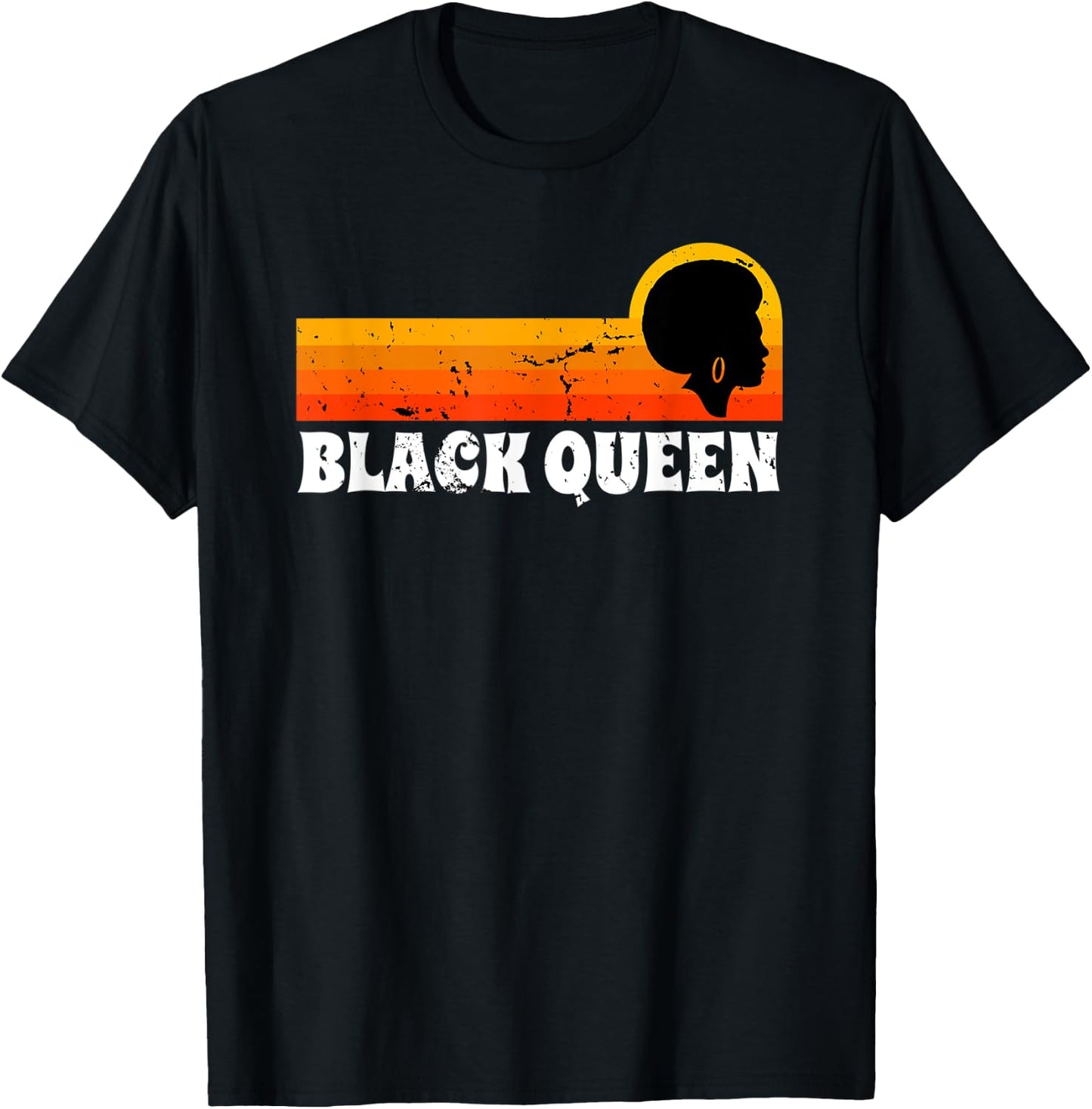 Black Queen Vintage Retro Afro Woman T-Shirt - T-Shirt | Black