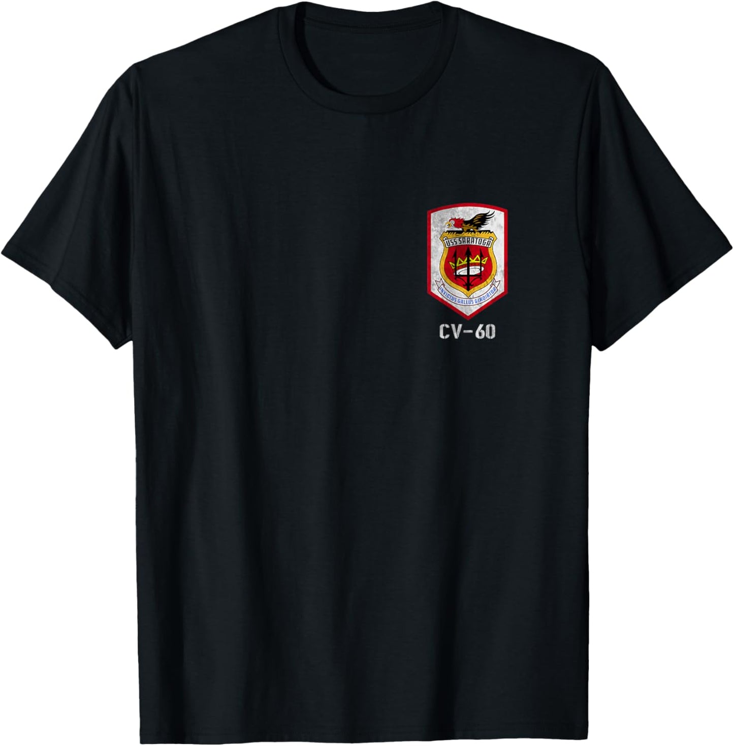 USS Saratoga CV-60 Logo Aircraft Carrier Sailor Veteran Papa T-Shirt - T-Shirt | Black