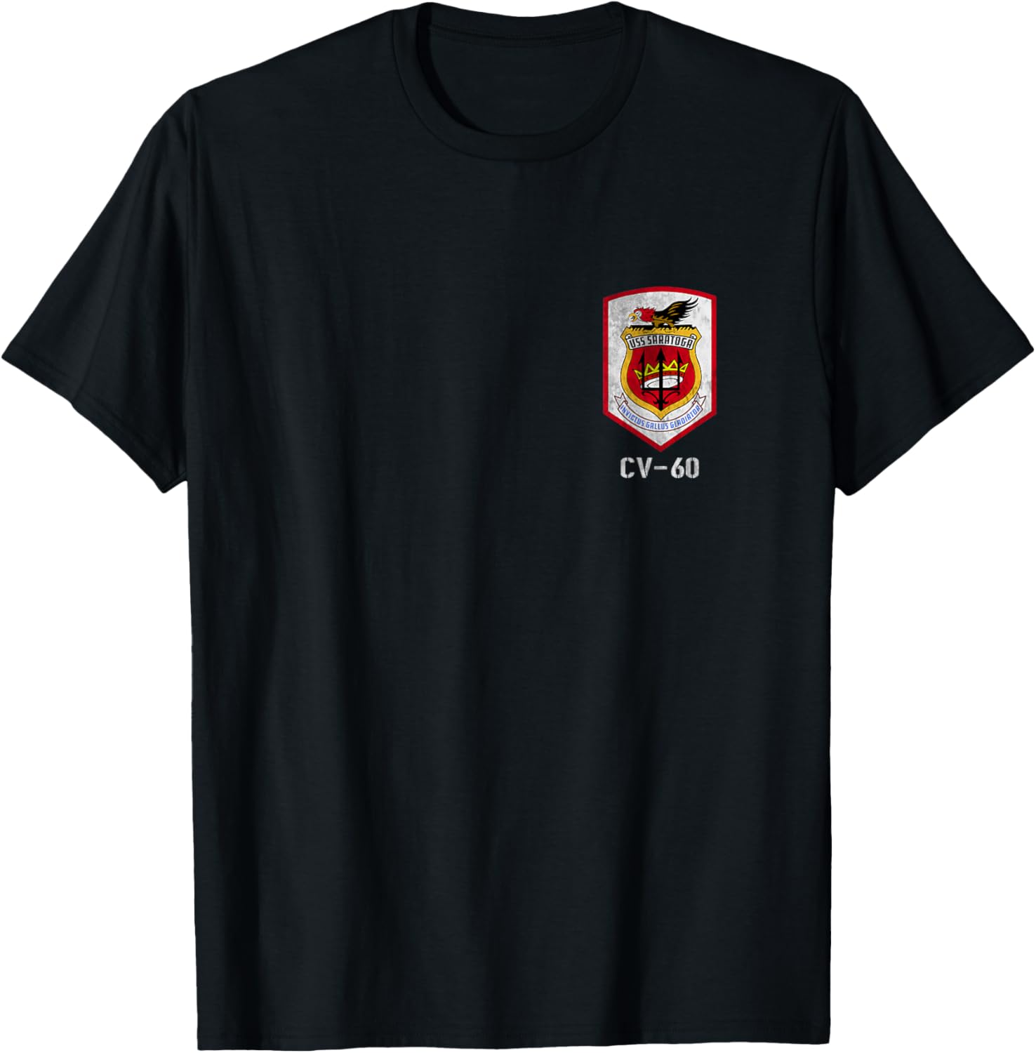 USS Saratoga CV-60 Logo Aircraft Carrier Sailor Veteran Papa T-Shirt - T-Shirt | Black