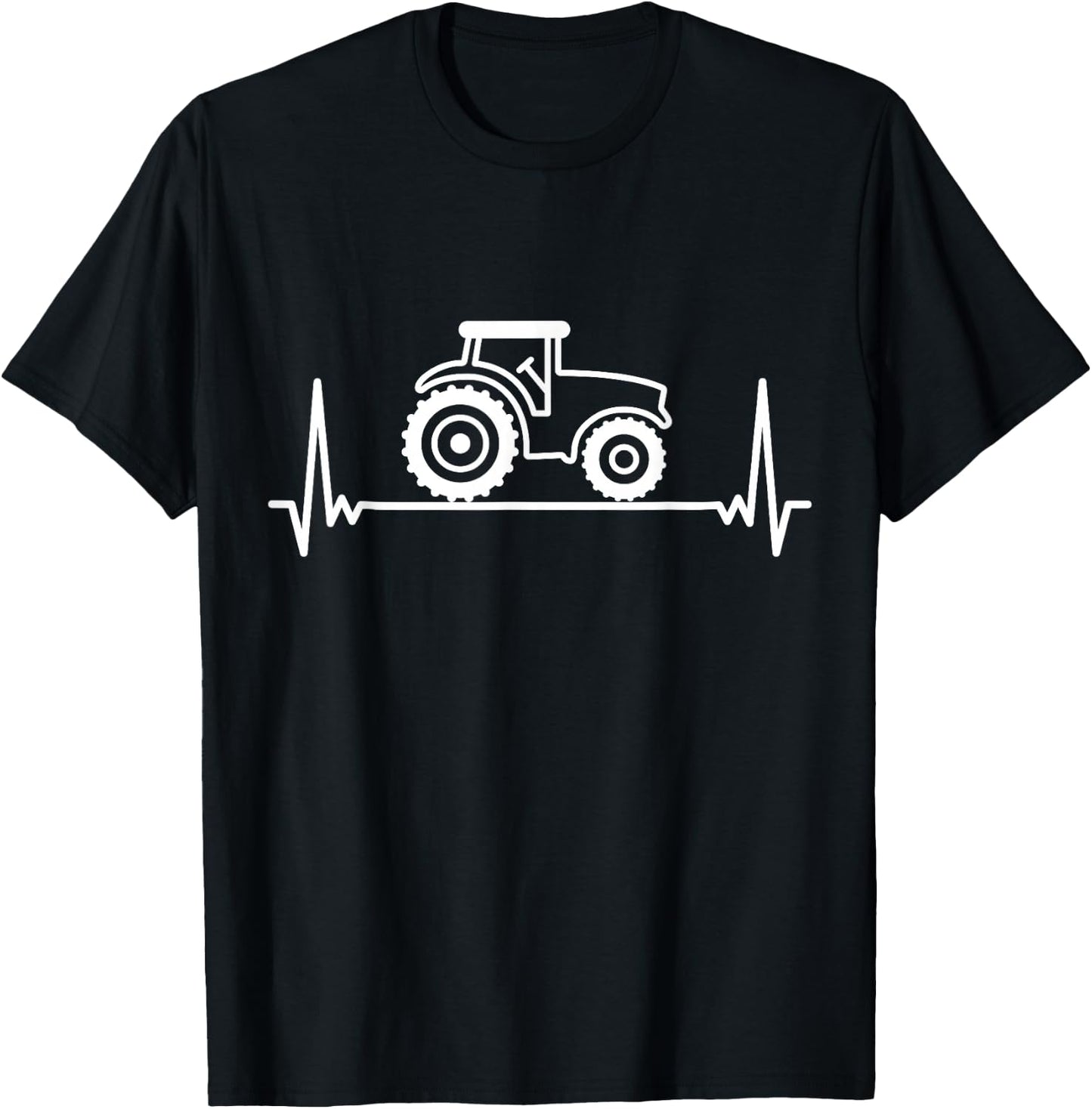 Heartbeat Tractor Pulse ECG Farmer Farmer Trekker Tug T-Shirt - T-Shirt | Black