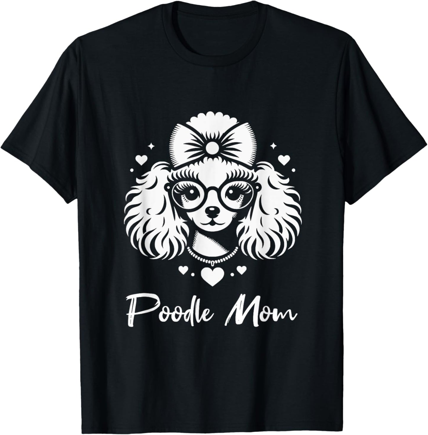 Poodle Mom Dog Heart Love Graphic Design Women Girls Kids T-Shirt - T-Shirt | Black