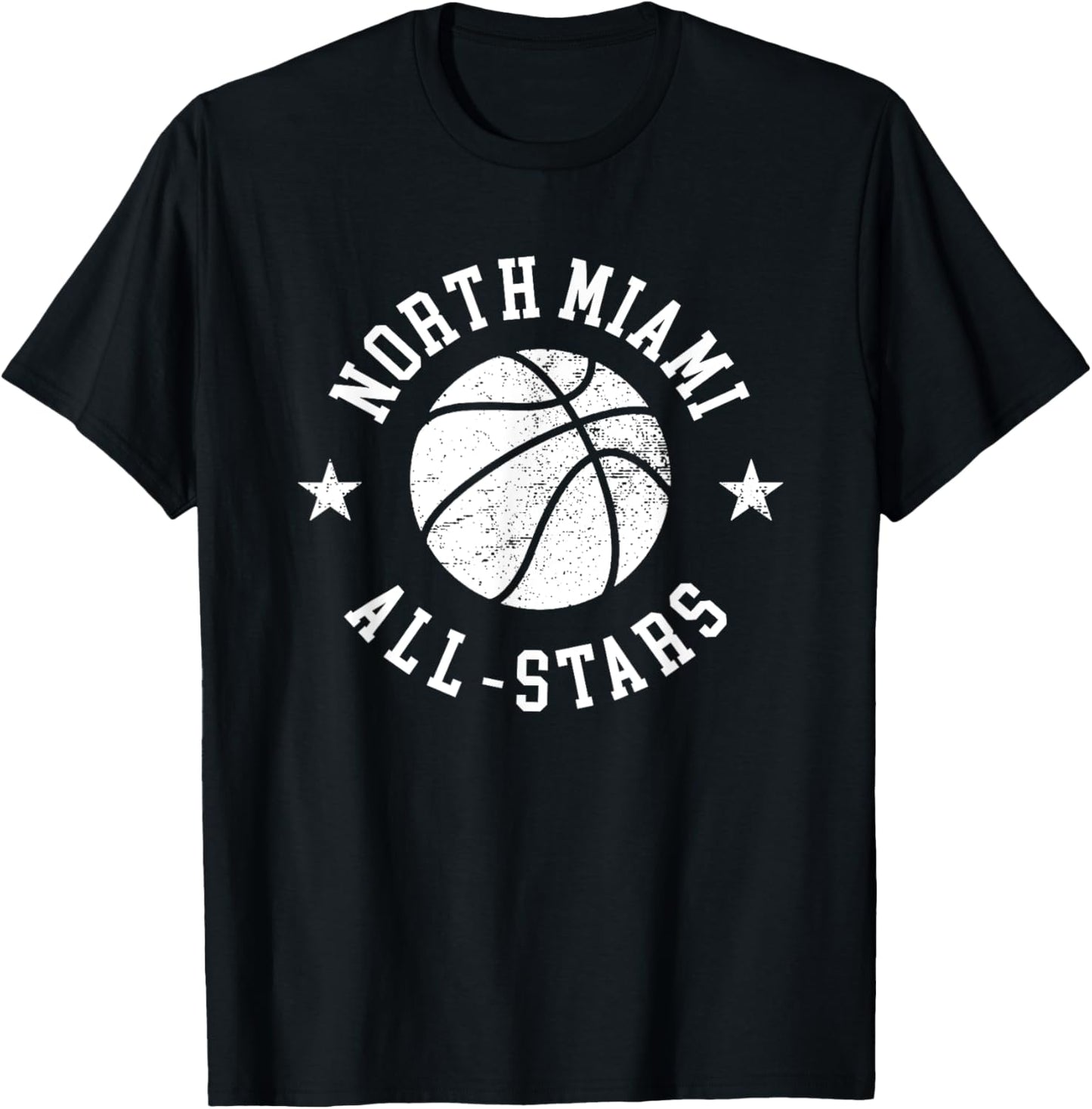 North Miami Vintage All-Stars Retro 80s Basketball T-Shirt - T-Shirt | Black
