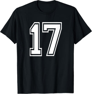 Number 17 Birthday Gift Sports Player Team Numbered Jersey T-Shirt - T-Shirt | Black