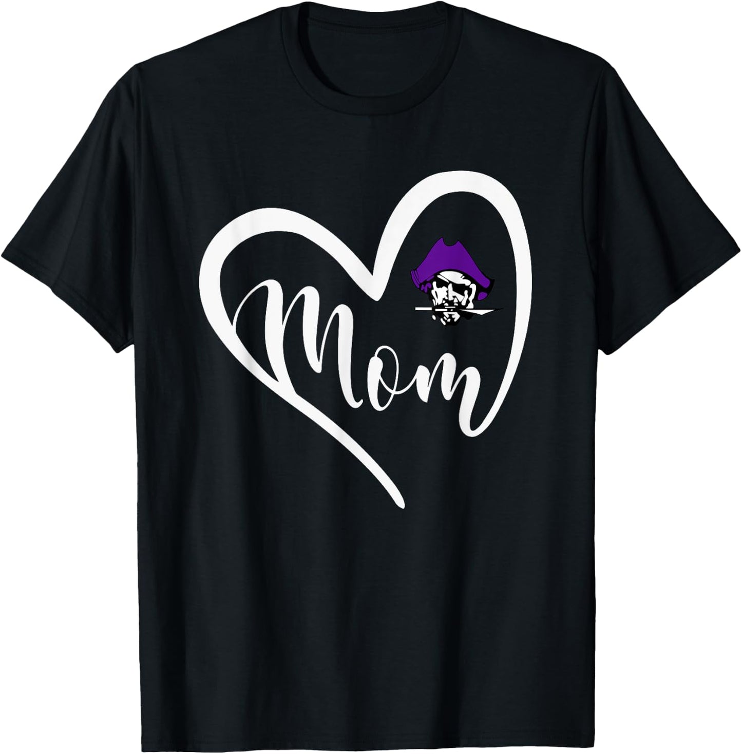 Merrillville Pirates Logo Heart Mom HS T-Shirt - T-Shirt | Black