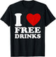I Love Free Drinks Retro I Heart Free Drinks T-Shirt - T-Shirt | Black
