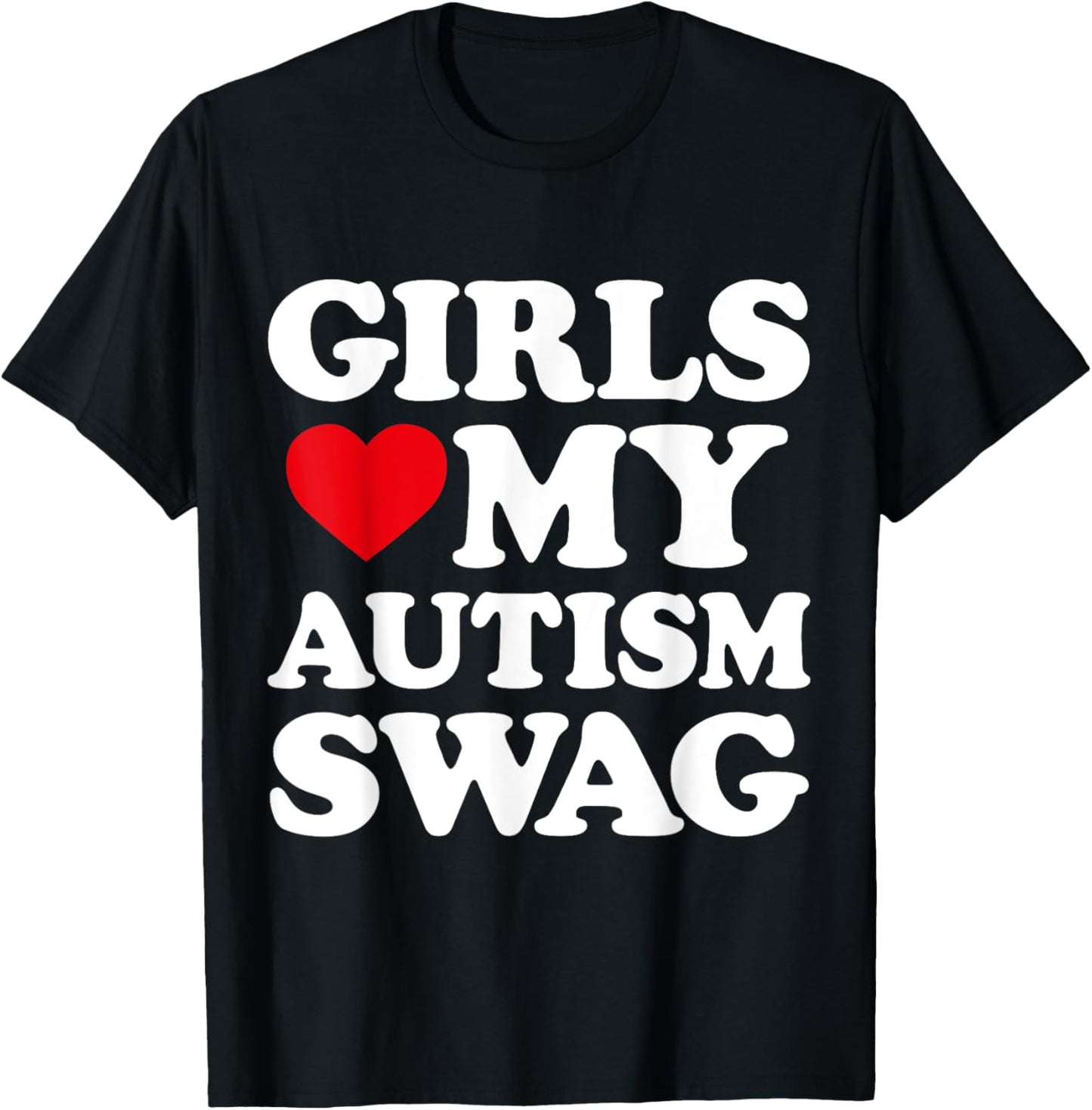 Girls Love My Autism Swag Funny Girls Heart Autism Awareness T-Shirt - T-Shirt | Black