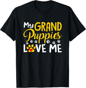 Grandma Dogs Puppy Lover Gift My Grandpuppies Love Me T-Shirt - T-Shirt | Black