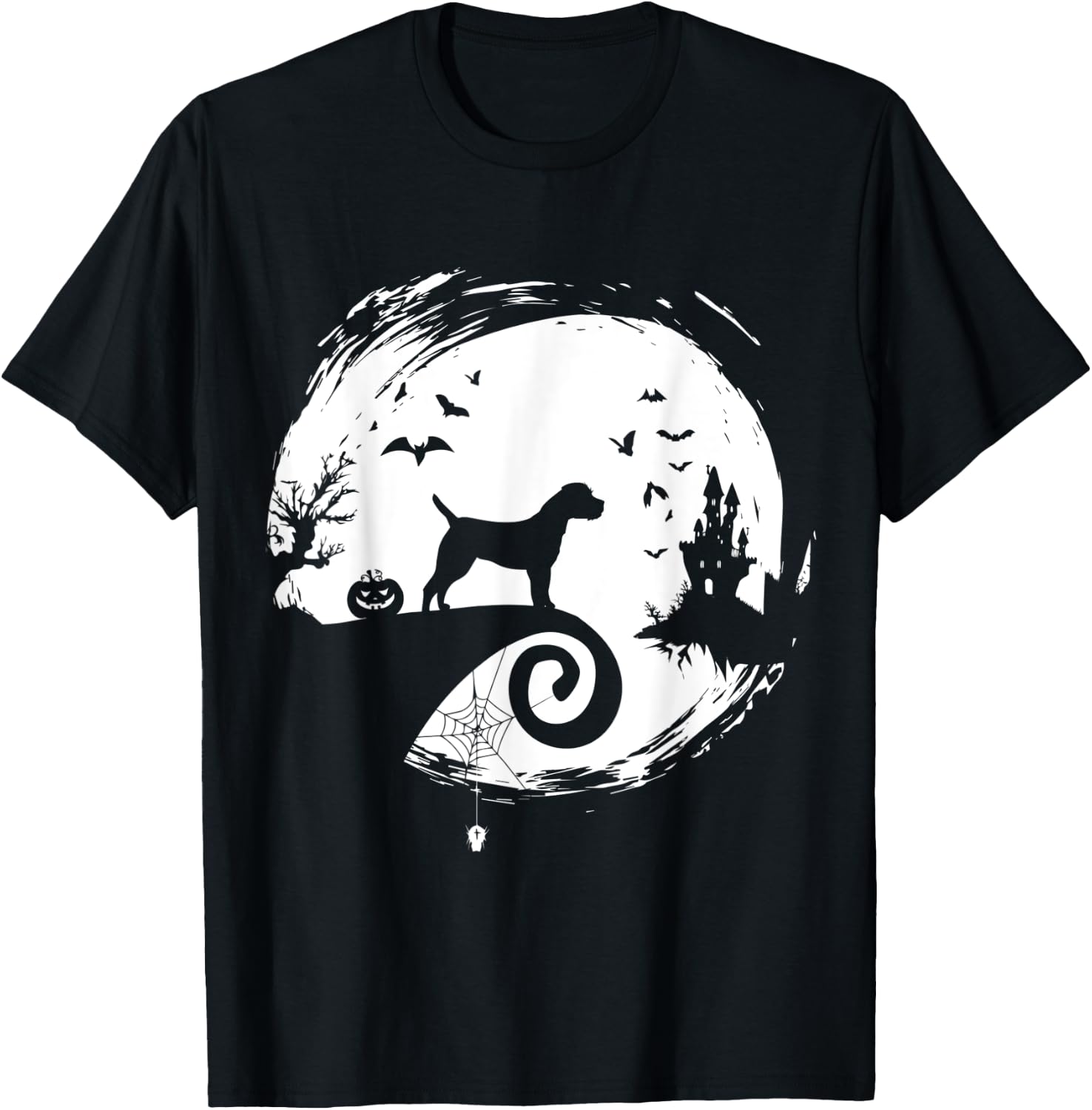 Border Terrier Halloween Costume Moon Silhouette Creepy T-Shirt - T-Shirt | Black
