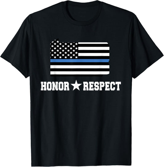 Pennsylvania State Police Thin Blue Line Honor Respect Gift T-Shirt - T-Shirt | Black