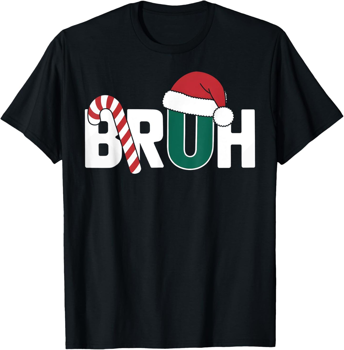 Bruh Christmas Santa Happy Christmas Family Xmas Christmas T-Shirt - T-Shirt | Black