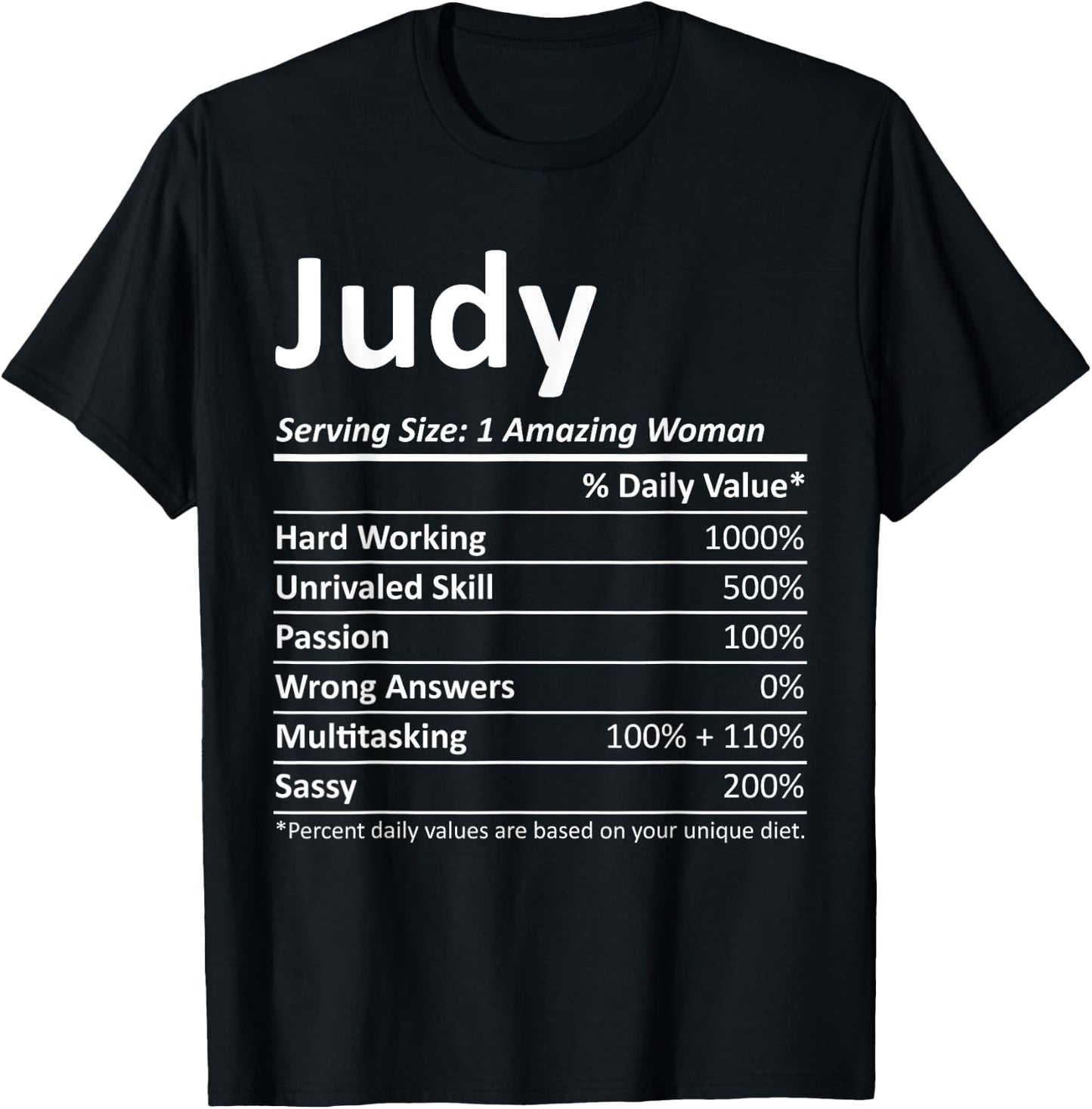 JUDY Nutrition Personalized Name Funny Christmas Gift T-Shirt - T-Shirt | Black