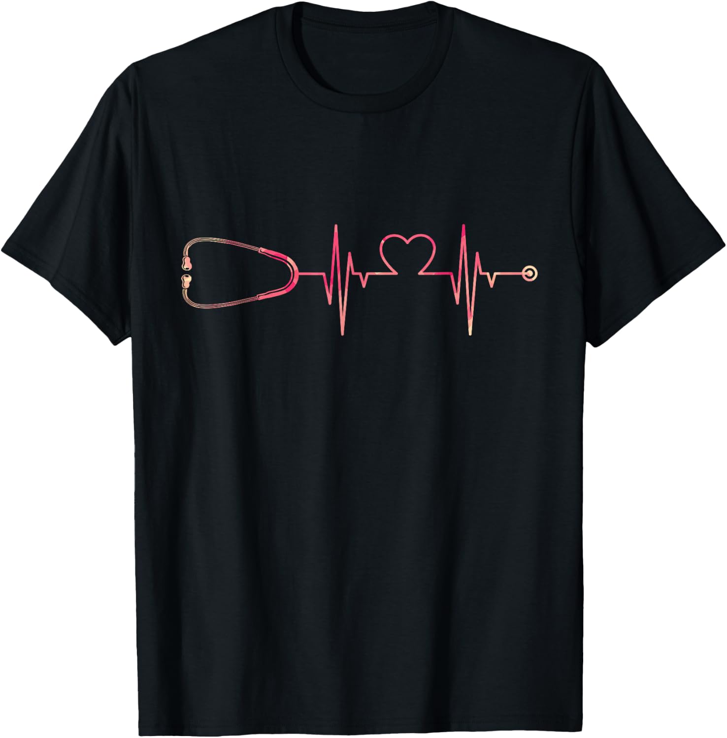ECG Stetoscope Heartbeat Nurse Heart Doctor T-Shirt - T-Shirt | Black