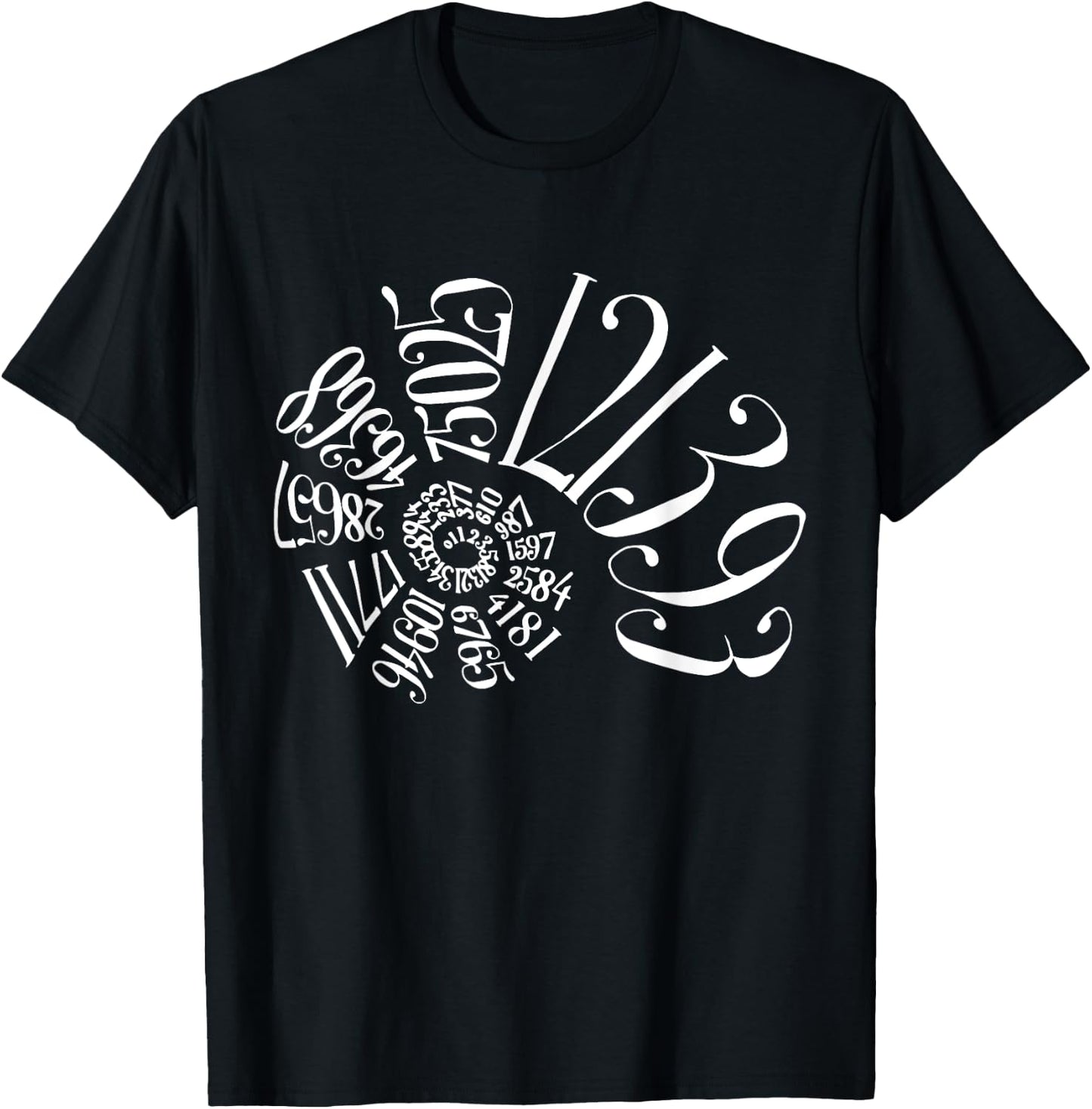 Fibonacci Sequence Spiral T-Shirt - T-Shirt | Black