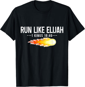 Run Like Elijah Christian Runner Marathon Running Bible T-Shirt - T-Shirt | Black