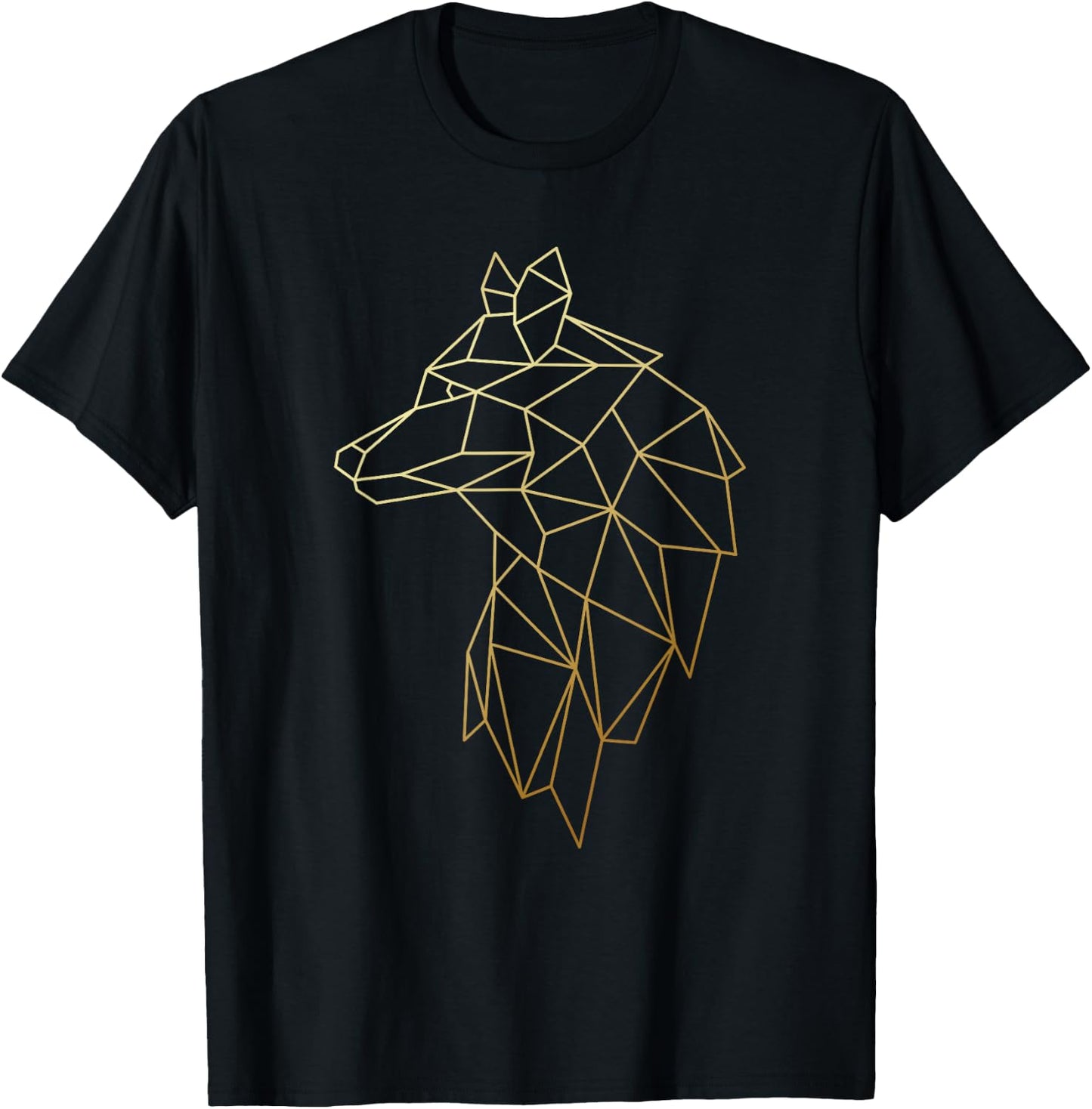 Cool Wolf Polygon Geometric Wolf Abstract Art T-Shirt - T-Shirt | Black