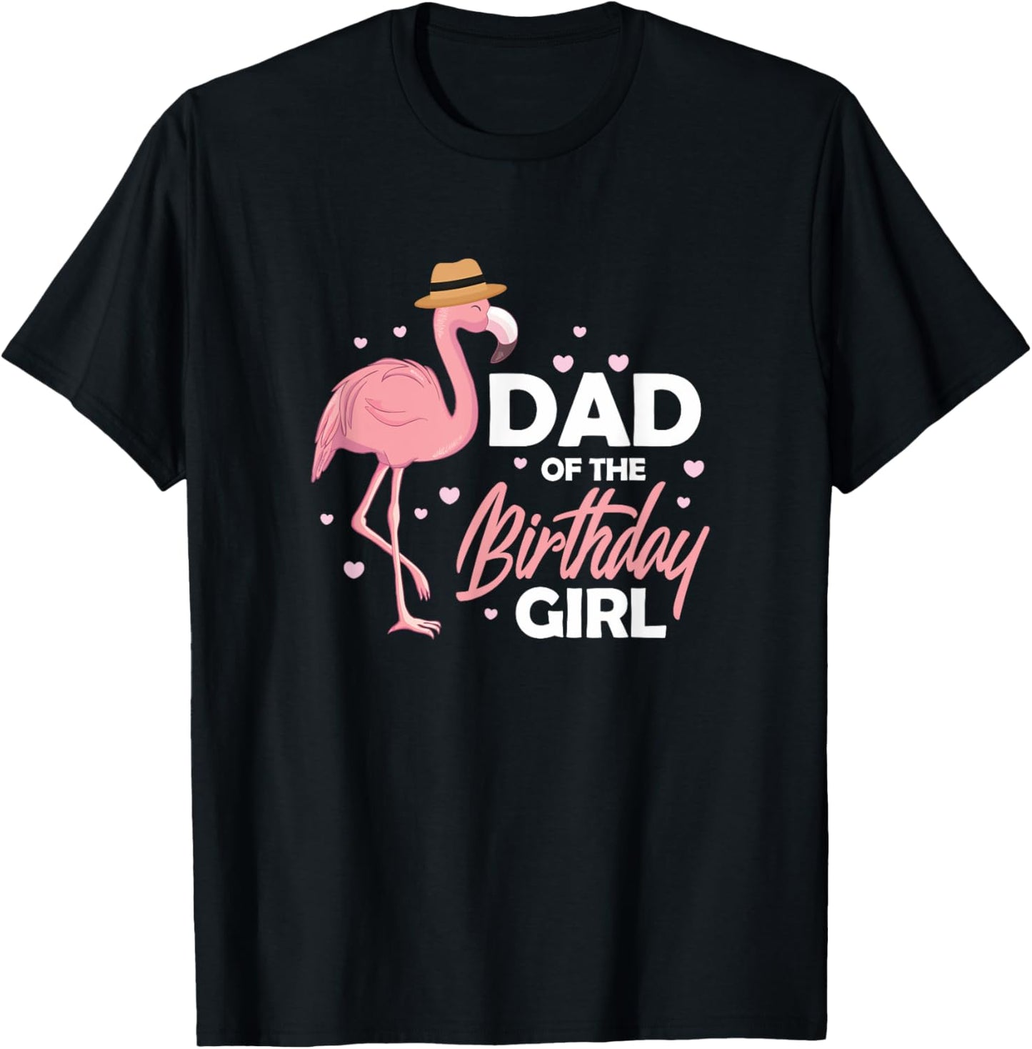 Dad Birthday Flamingo Daddy Family Matching T-Shirt - T-Shirt | Black
