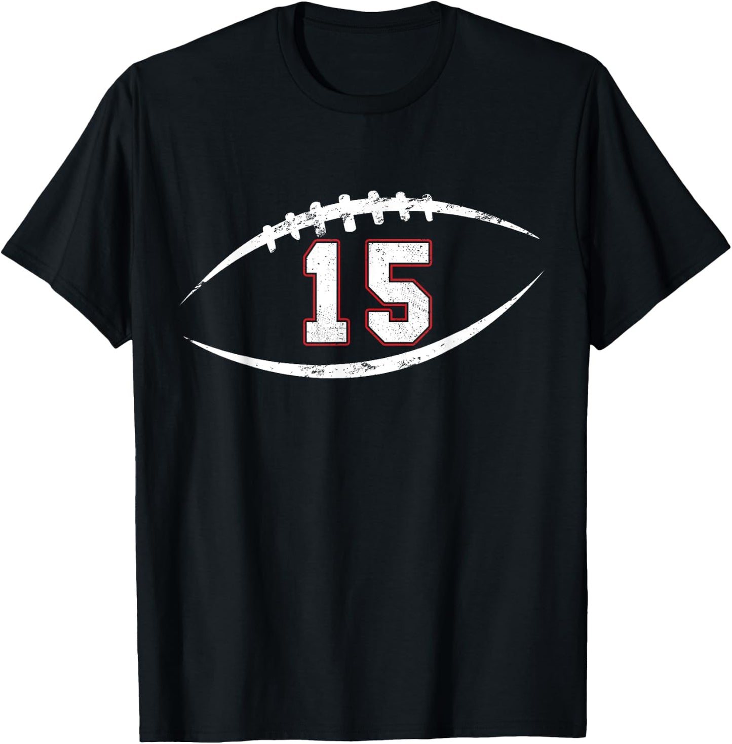 15 Number Vintage Football Player 15 Lucky Number Birthday T-Shirt - T-Shirt | Black