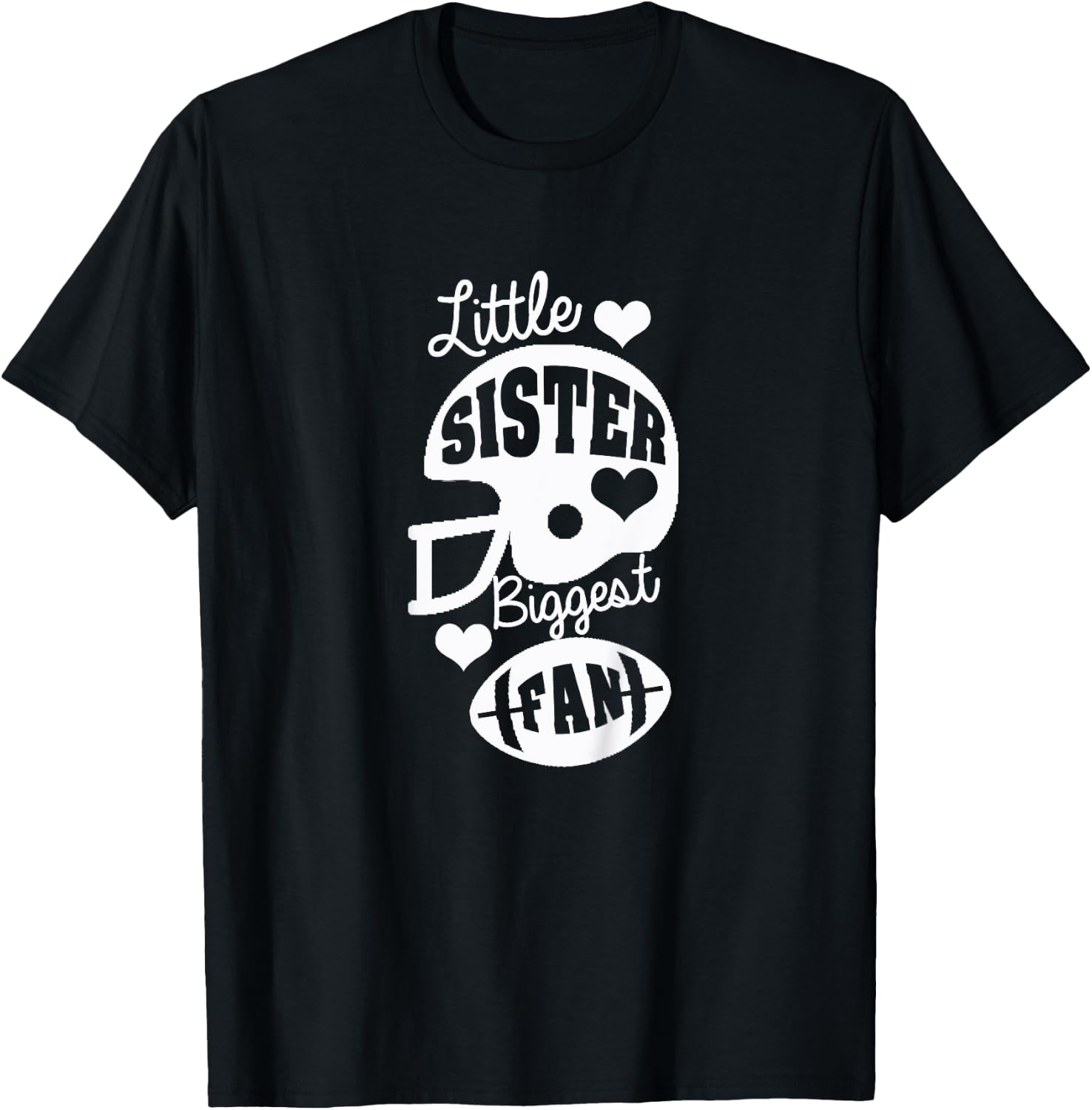 Little Sister Football Shirt Little Sister Biggest Fan Shirt T-Shirt - T-Shirt | Black