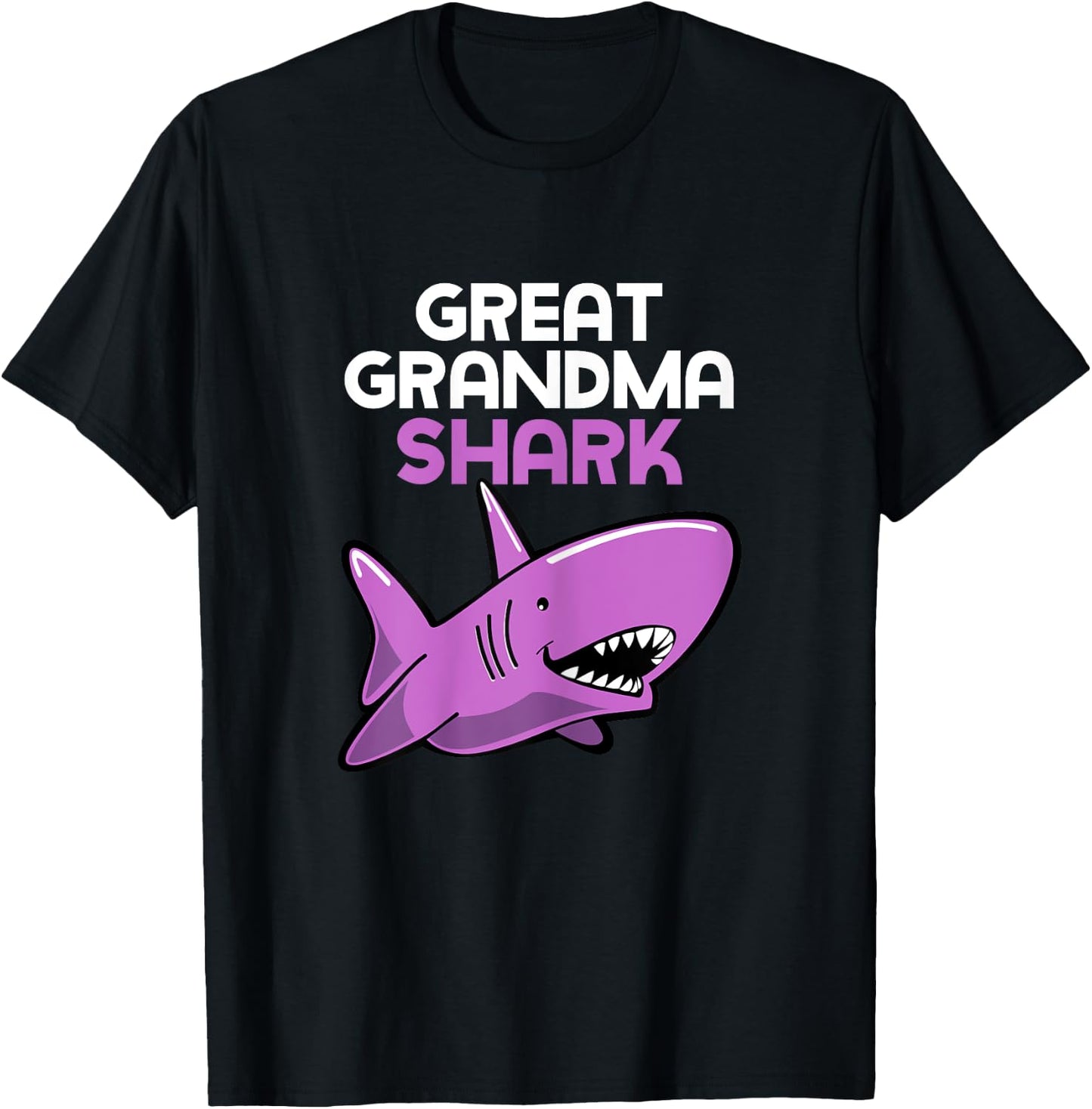Great Grandma Shark Funny Family T-Shirt - T-Shirt | Black