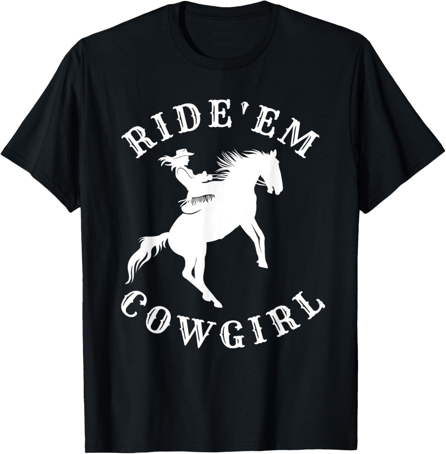 Western Ride'em Cowgirl Retro Vintage counrty arch T-Shirt - T-Shirt | Black