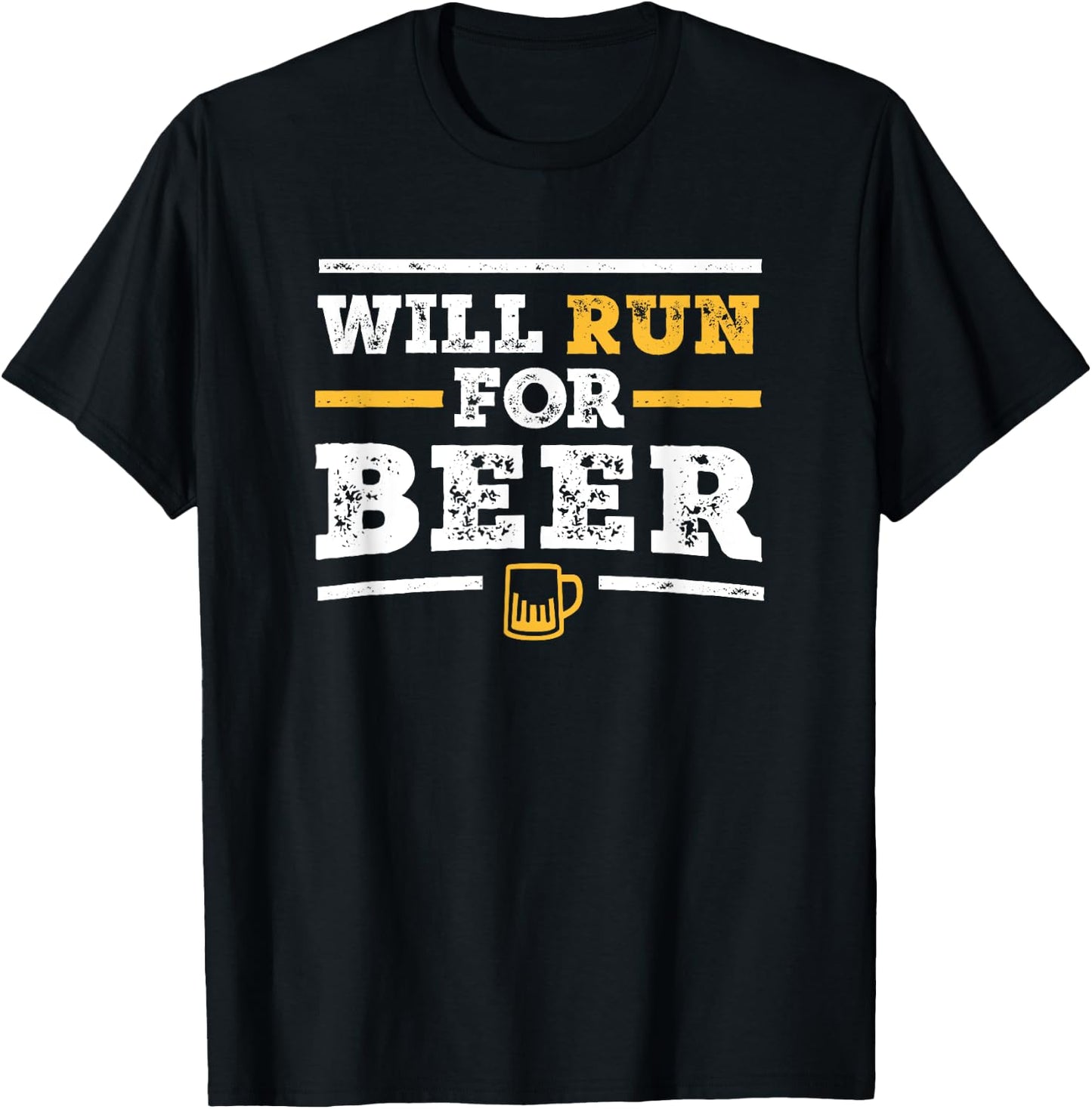 Will Run For Beer Shirt Funny Runner Beer Lover T-Shirt - T-Shirt | Black