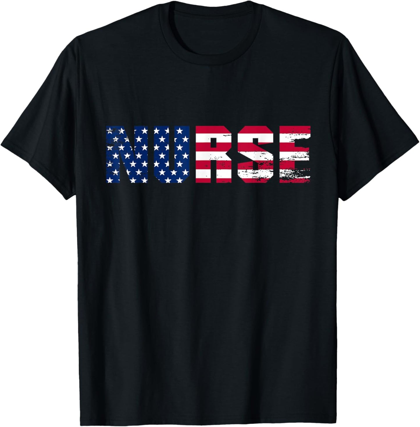 Vintage Nurse 4th of July American Flag Nurse USA T-Shirt - T-Shirt | Black