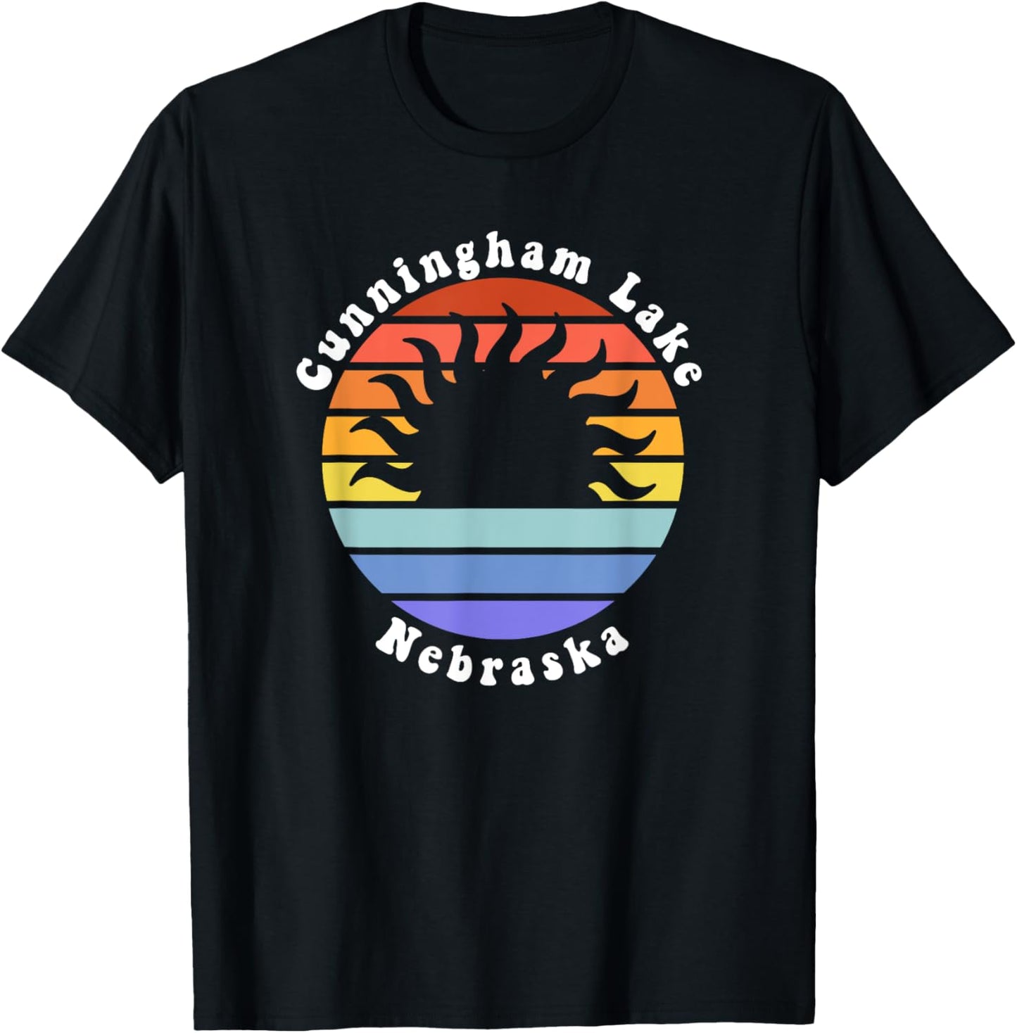 Cunningham Lake Nebraska Sunrise Family Vacation Souvenir T-Shirt - T-Shirt | Black