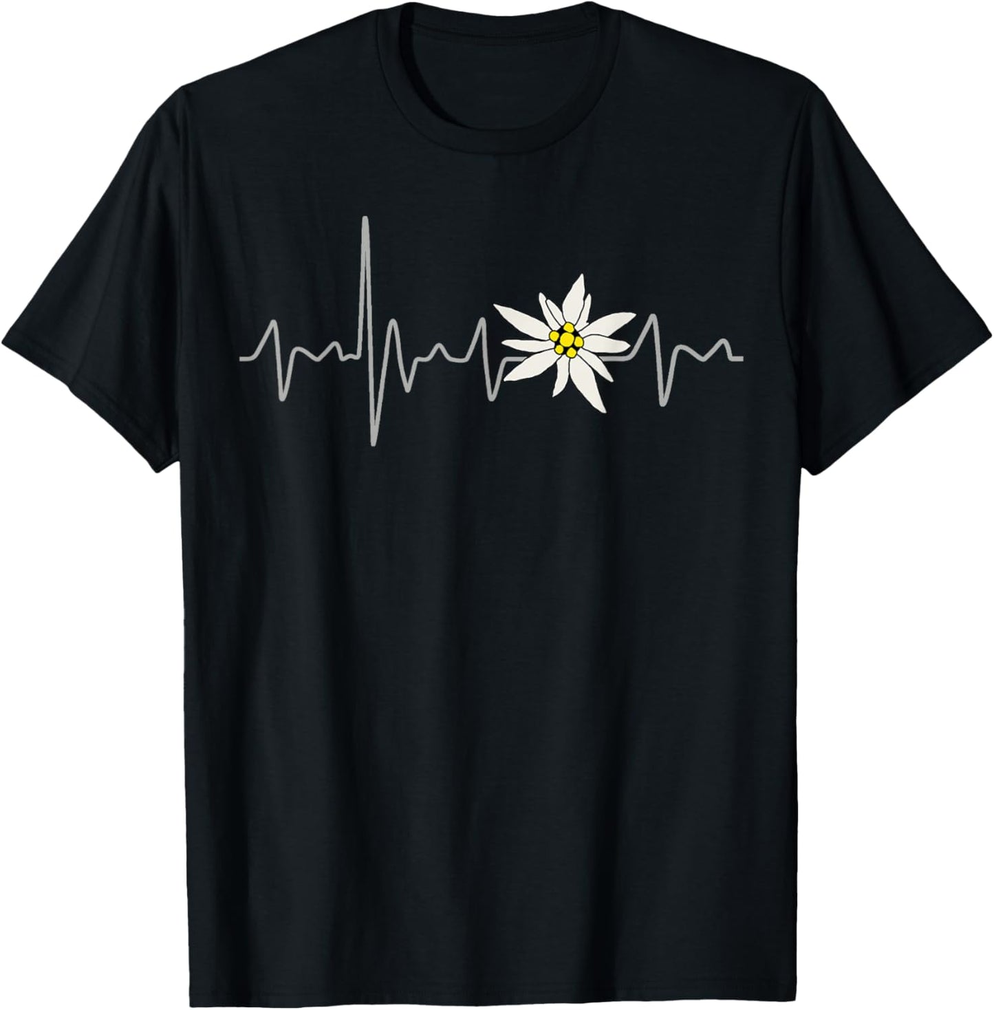 Edelweiss Heartbeat Oktoberfest Vintage Holiday Souvenir T-Shirt - T-Shirt | Black
