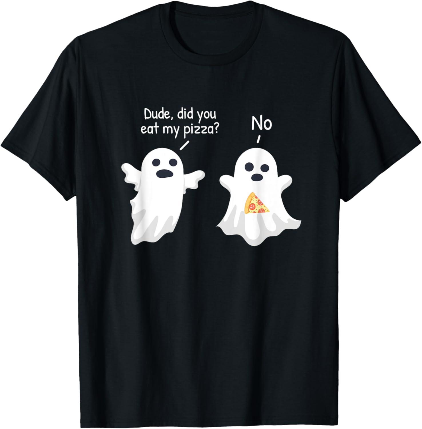 Halloween Shirts, Ghost Pizza T-Shirt - T-Shirt | Black