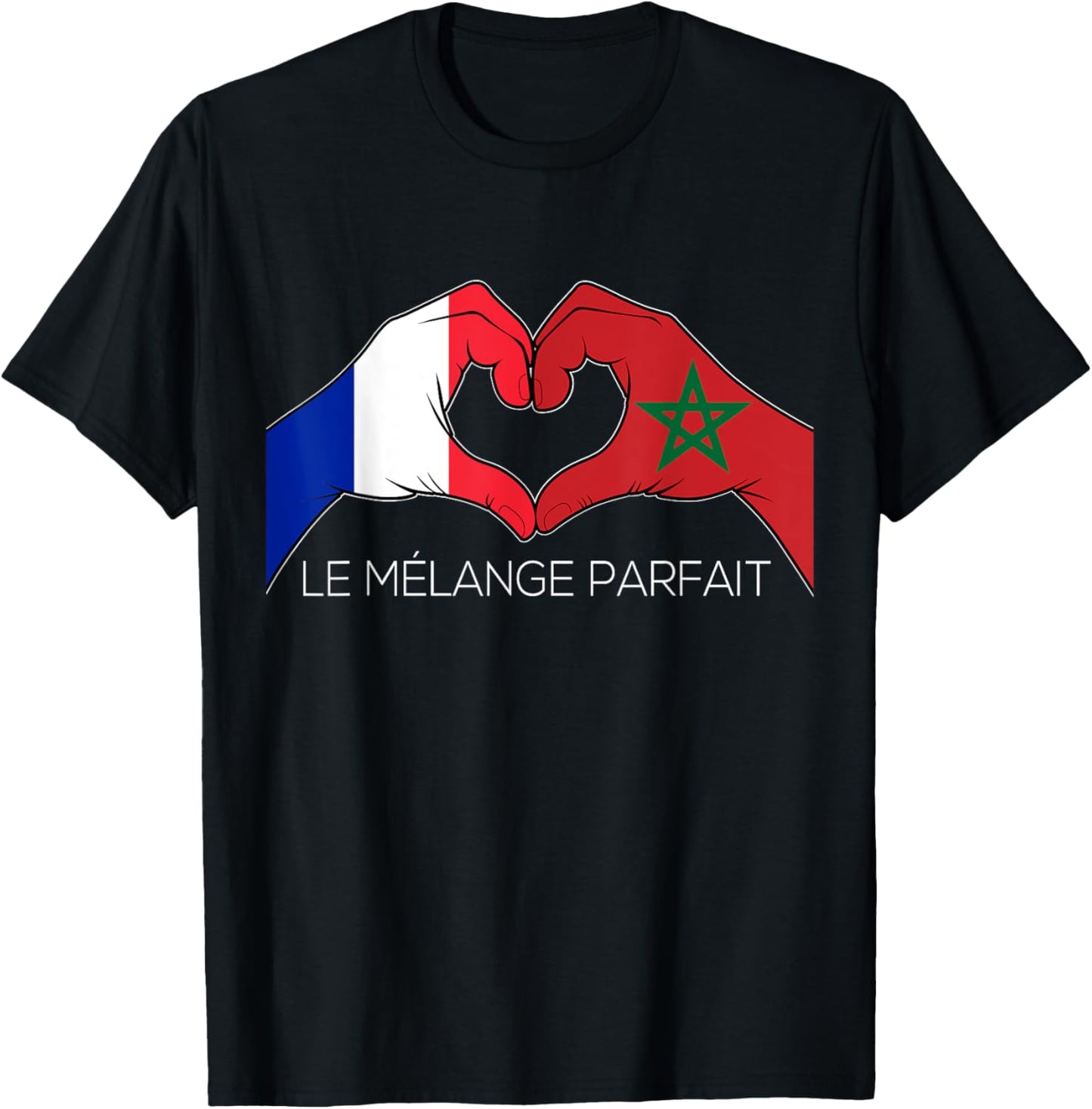 France and Morocco French Moroccan Le Mélange Parfait Coeur T-Shirt - T-Shirt | Black