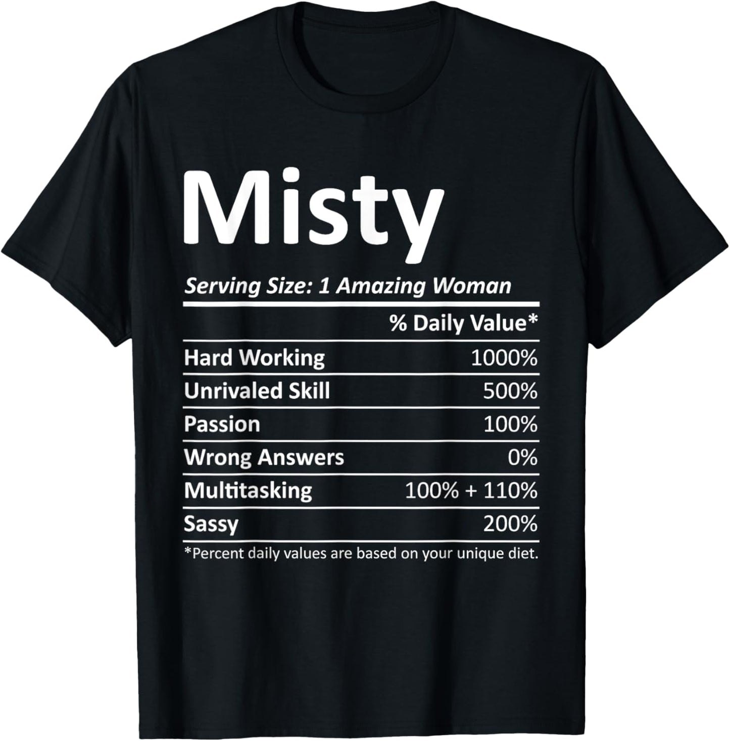 MISTY Nutrition Personalized Name Funny Christmas Gift T-Shirt - T-Shirt | Black