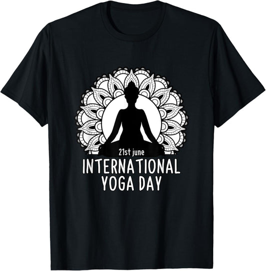 International Yoga Day Healthy Lifestyle T-Shirt - T-Shirt | Black
