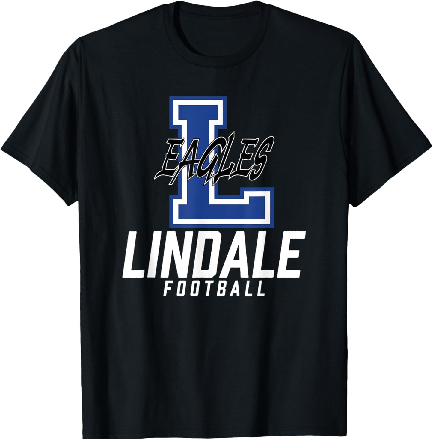 Lindale Eagles Logo Football Team HS T-Shirt - T-Shirt | Black