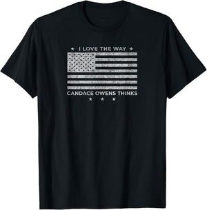 I Love The Way Candace Owens Thinks - President Candace 2024 T-Shirt - T-Shirt | Black