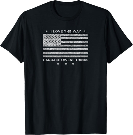 I Love The Way Candace Owens Thinks - President Candace 2024 T-Shirt - T-Shirt | Black