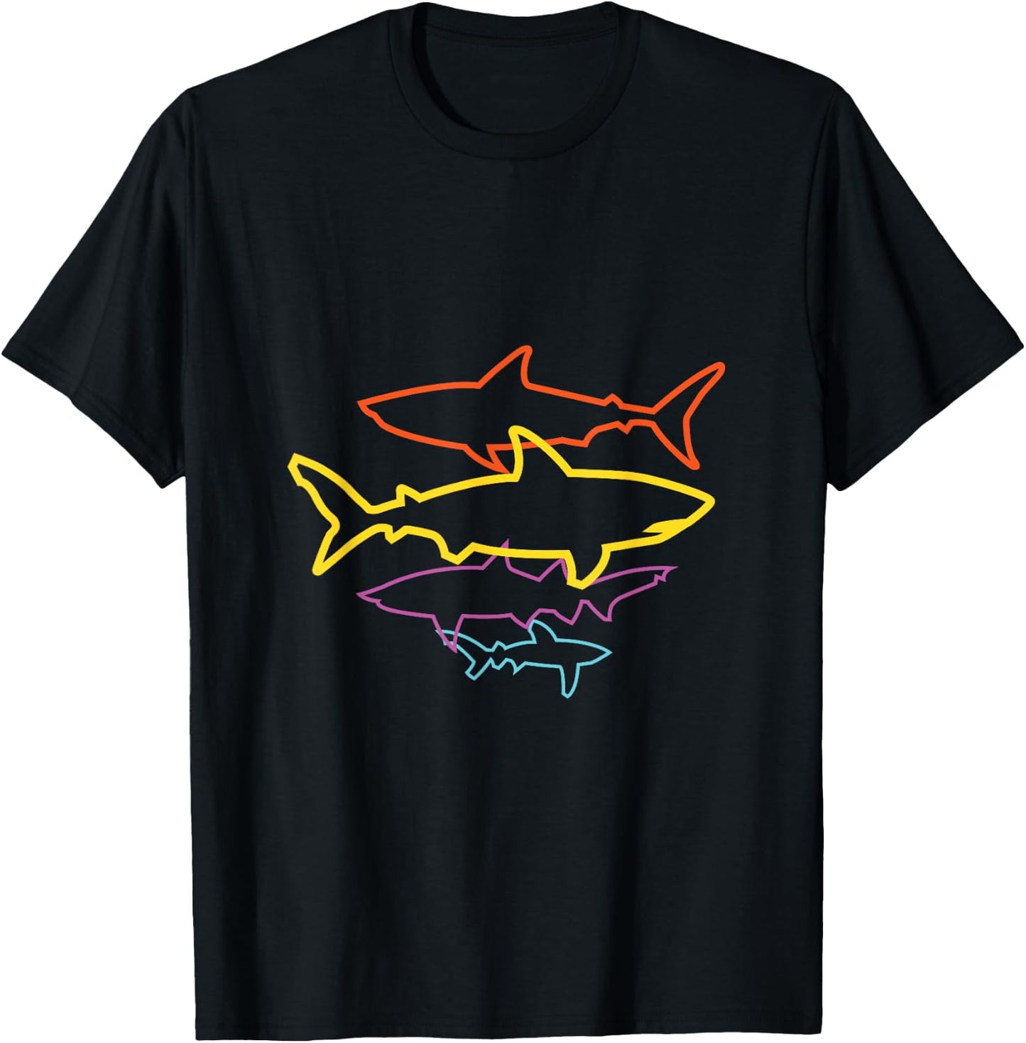 Vintage Sharks Retro Shark Graphic Men Women Graphic T-Shirt - T-Shirt | Black
