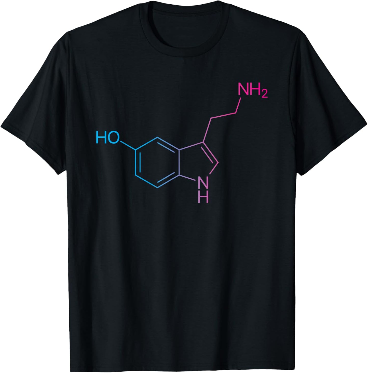 Serotonin Molecule Trippy Rave EDM Festival Happiness T-Shirt - T-Shirt | Black