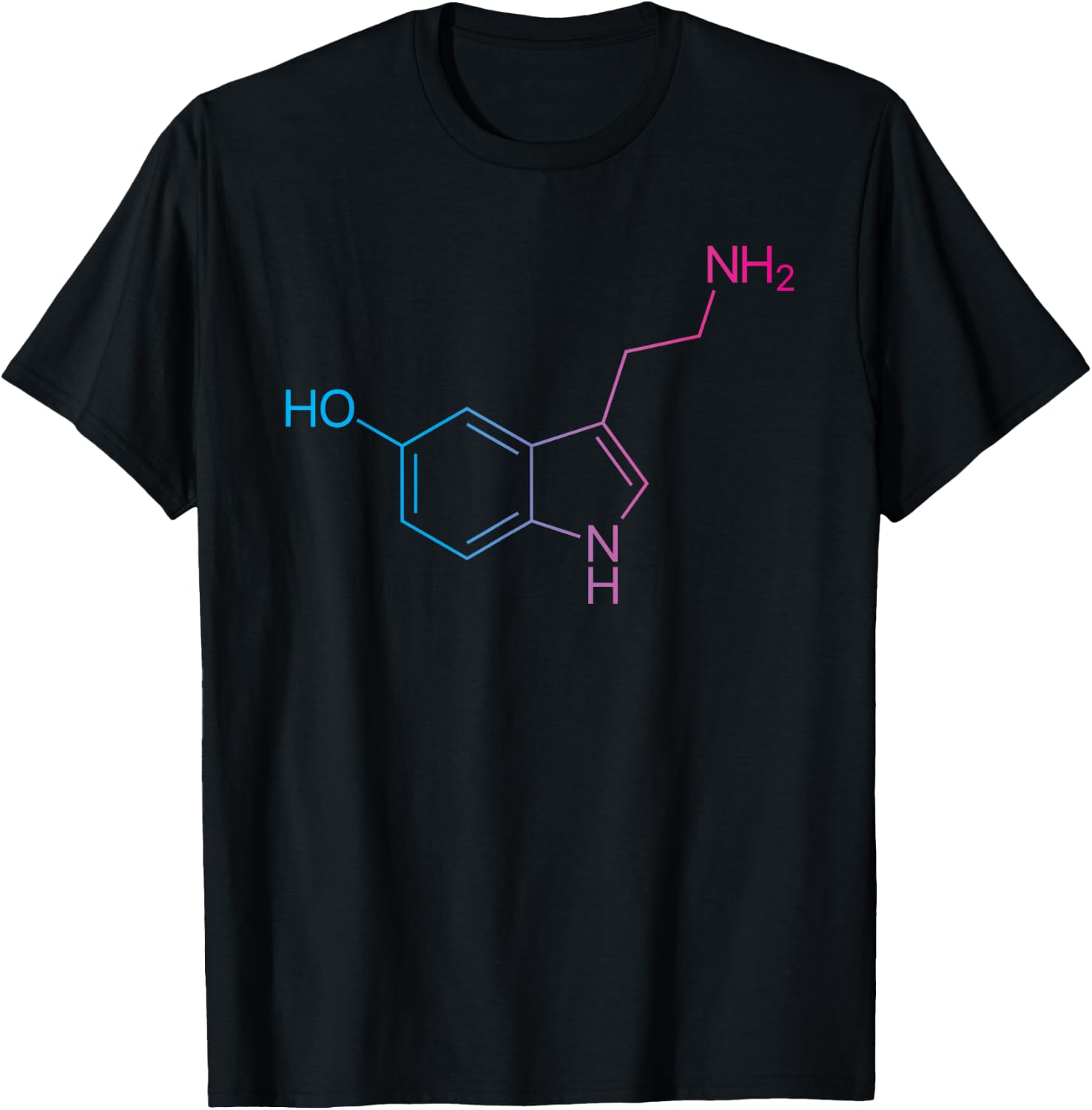 Serotonin Molecule Trippy Rave EDM Festival Happiness T-Shirt - T-Shirt | Black