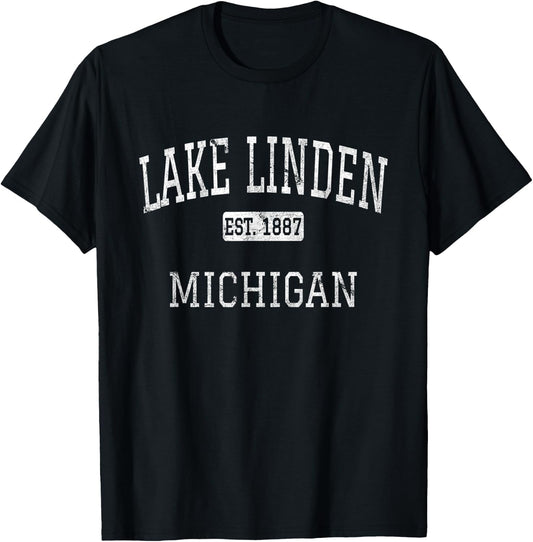 Lake Linden Michigan MI Vintage T-Shirt - T-Shirt | Black