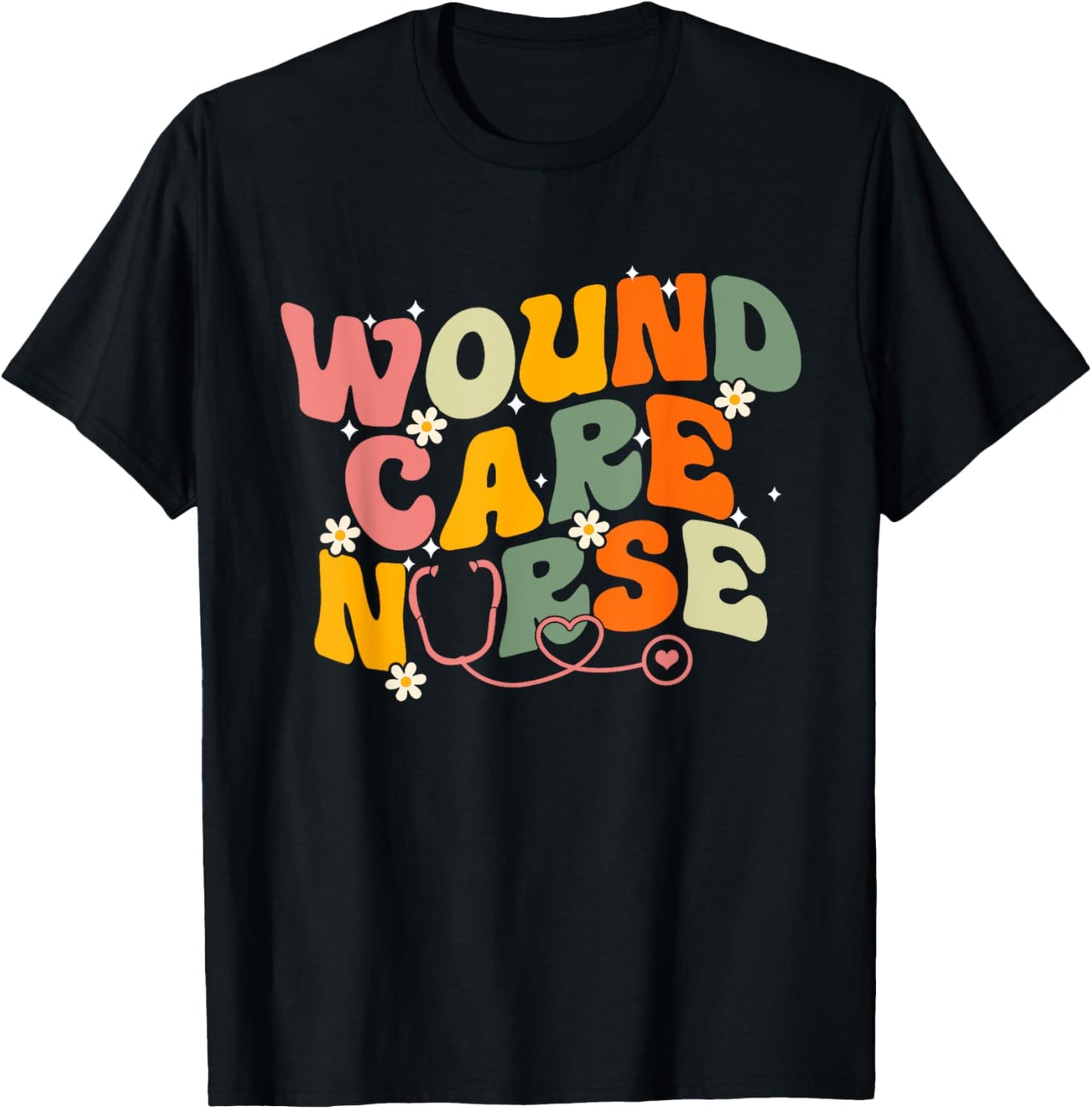 Groovy Wound Care Nurse RN Wound Nursing - Adults, Black, Small, Short Sleeve, , Classic Fit, Modern, Letter Print, Pull On, 1 Count T-Shirt - T-Shirt | Black