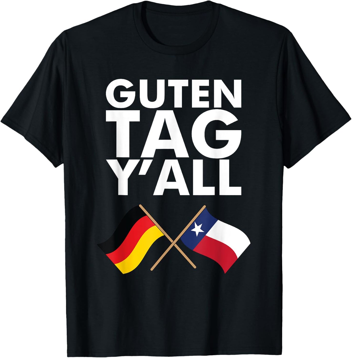Guten Tag Y'all Funny Vintage Oktoberfest Texas German Flag T-Shirt - T-Shirt | Black