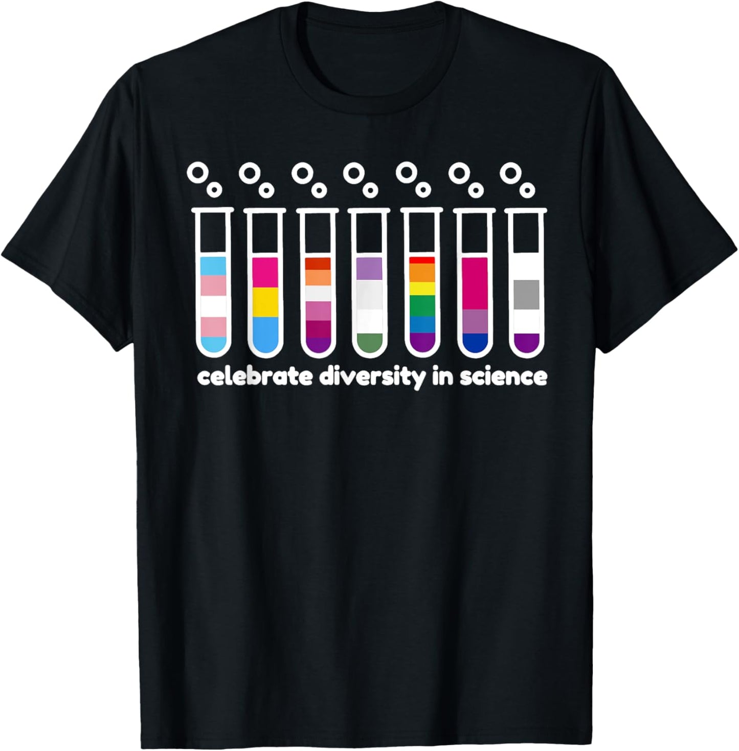 Diversity In Science , Gay Pride Flag Colors Featured in Tes T-Shirt - T-Shirt | Black